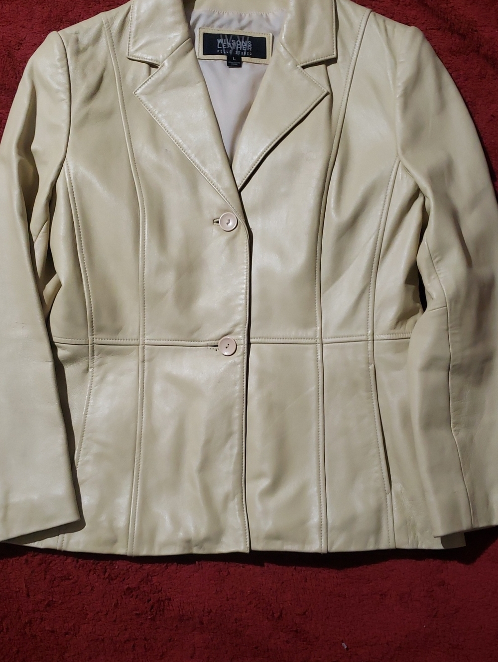 Wilsons Leather Women's Cream Leather Blazer
